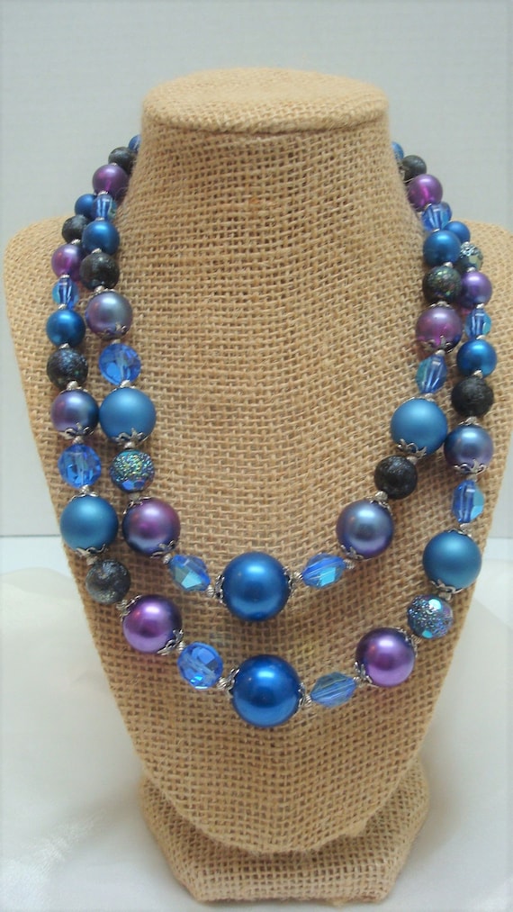 Vendome Blue and Purple Satin Bead  Crystal West G