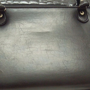 Black Faux Leather Faux Alligator Top Handle Handbag Black Faux Leather Purse Kelly Style Handbag image 10