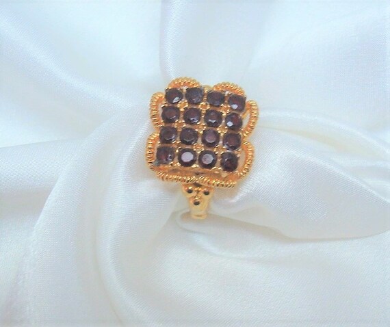 Vendome Red Rhinestone Grid Pattern Adjustable Sq… - image 5