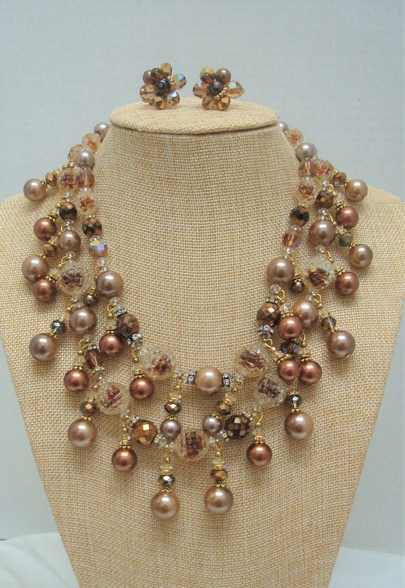 Vendome Beige Copper Bronze Beads German Givre Be… - image 1