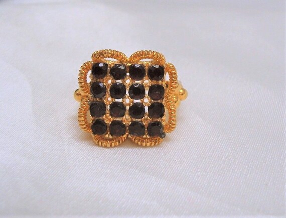 Vendome Red Rhinestone Grid Pattern Adjustable Sq… - image 3