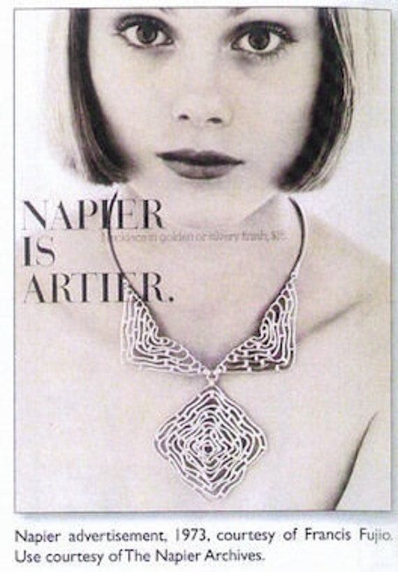 Napier Silvertone Open Metal Work Necklace and Ea… - image 5