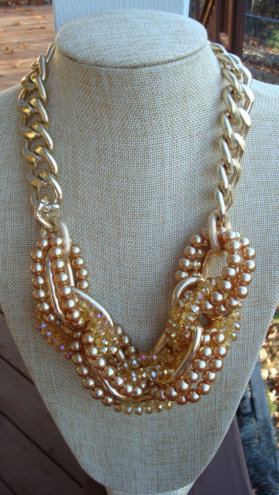 Vintage Chunky Goldtone Chain Link Gold Beads Cham