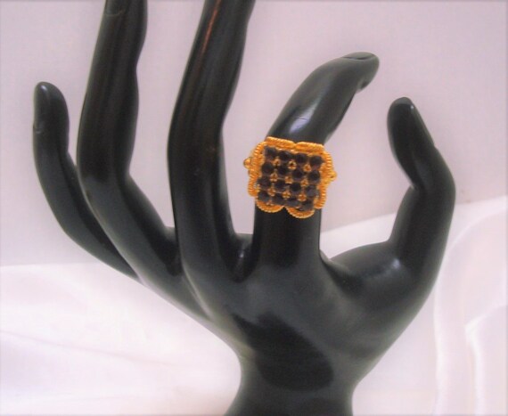 Vendome Red Rhinestone Grid Pattern Adjustable Sq… - image 6