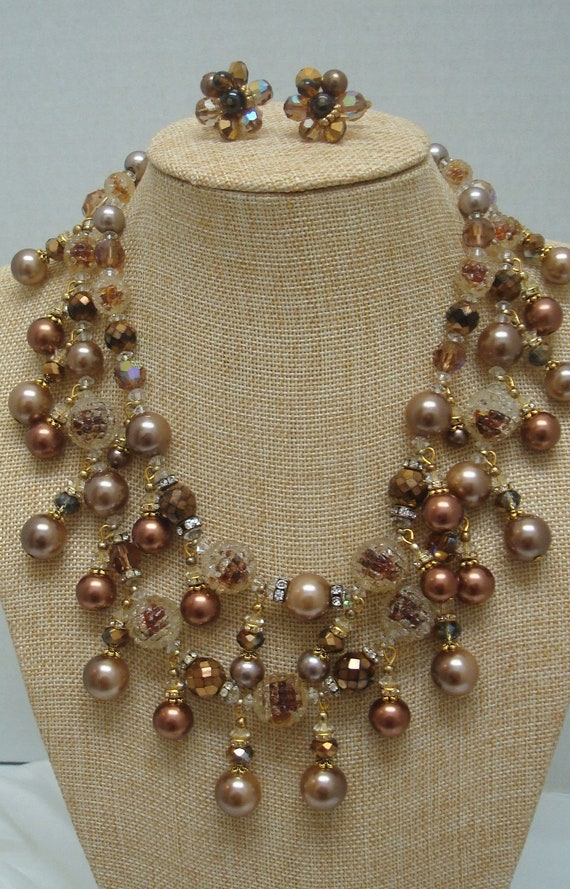 Vendome Beige Copper Bronze Beads German Givre Be… - image 5