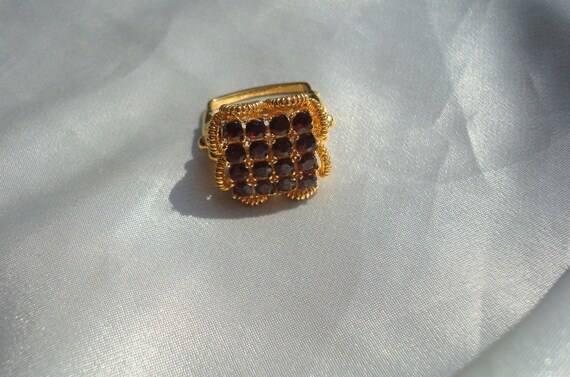 Vendome Red Rhinestone Grid Pattern Adjustable Sq… - image 9