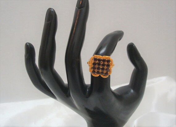 Vendome Red Rhinestone Grid Pattern Adjustable Sq… - image 7