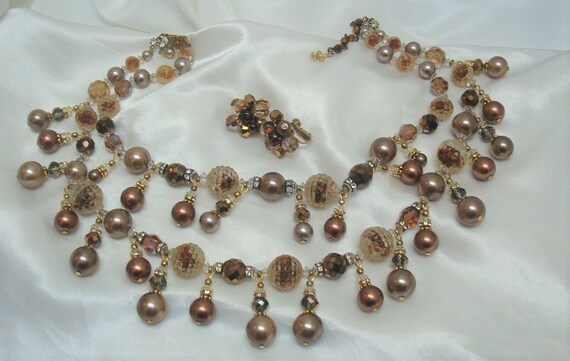 Vendome Beige Copper Bronze Beads German Givre Be… - image 7