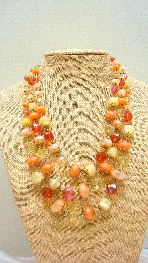 Vendome Yellow Opaline Bead Orange Opaline Bead  … - image 1