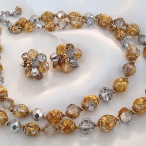 Vendome Crystal Necklace & Earrings Demi, Foil Bead Jewelry Set
