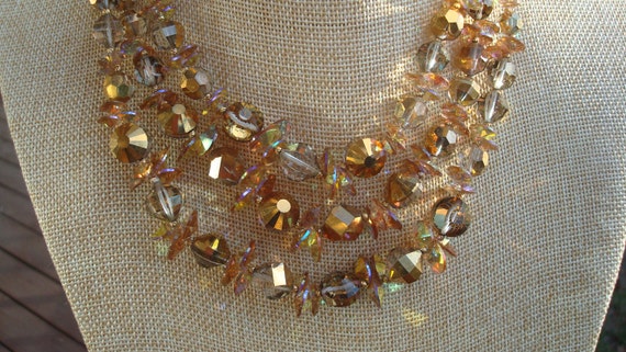 Vendome Triple Strand  Crystal Comet OR Cut Glass… - image 3