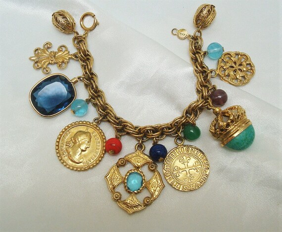 Accessocraft Glass Charms Faux Coin Charms Goldton