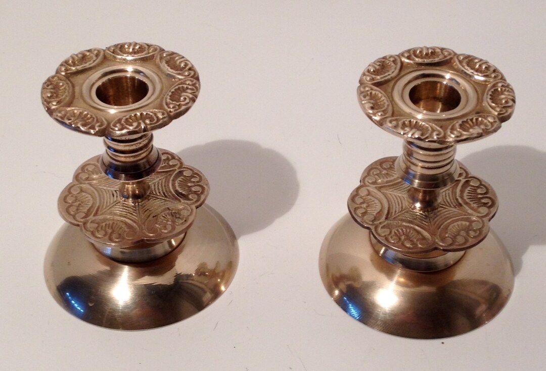 2 Vintage Set of Brass Candlestick Holders - Etsy
