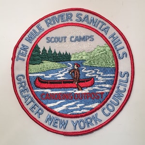 Vintage Ten Mile River Sanita Hills Scouts Camps Greater New York Councils-B.S.A. Canoeing Outpost Embroidered Patch