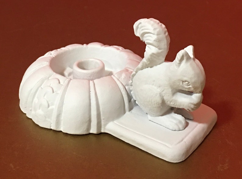 Vintage 1940s White Squirrel Candle Holder Cast Resin Etsy