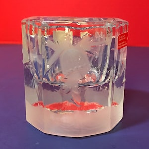 Vintage Studio Nova Holiday Bells Glass Frosted Candle Holder Christmas Piece