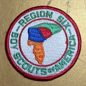 Vintage Awsome Rare Region Six Boy Scouts Of America Mehrfarbige Karte bestickt Aufnäher