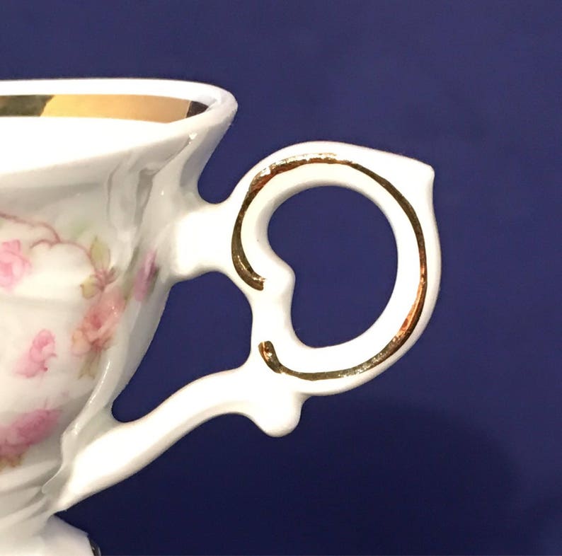 Vintage Floral Pink Rose Bavaria Schumann Arzberg Germany Gold Accents ...