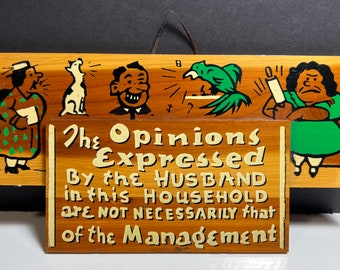 Vintage 1960’s Comical Wall Hanging Wood Plaque