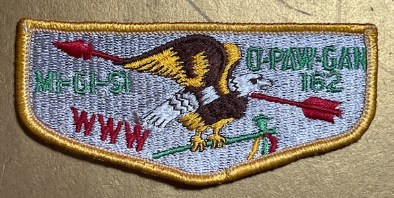 Vintage Mi-Gi-Si O-Paw-Gan Lodge WWW BSA Flap Embroidered Patch