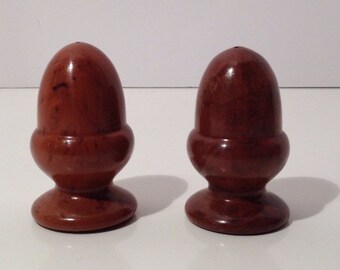 Vintage hout gedraaide eikel-/eierhouder Zout- en pepervaatje