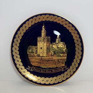 Vintage Spanish “Torre Del Oro-Sevilla” Wall Hanging Decorative Porcelain Plate