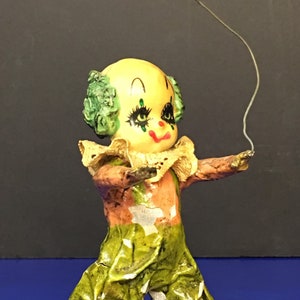 Vintage Mexican Paper Mâché Circus Clown With Red Balloon