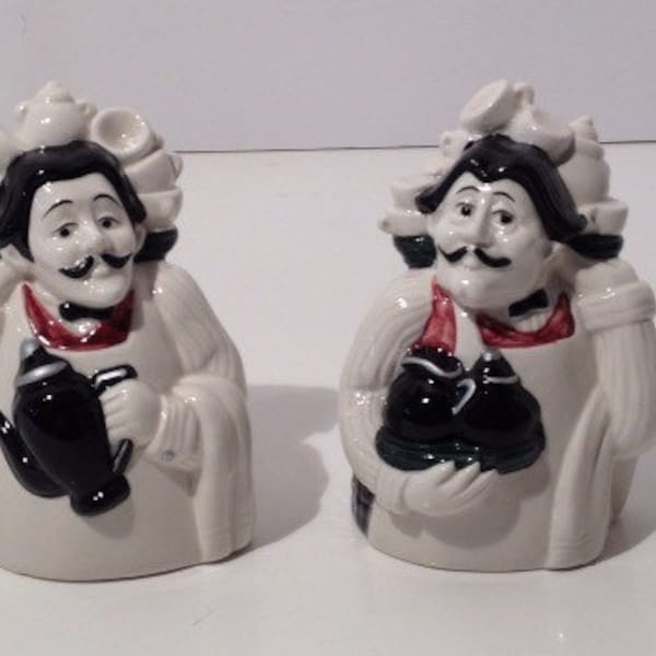 Vintage Ceramic French Waiters Salt & Pepper Shakers