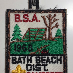 Vintage BSA 1968 Bath Beach District. Camporee Brooklyn, N.Y. Square Hanging Piece Embroidered Patch