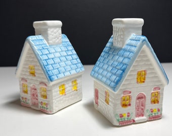 Vintage 1980's Charming Warm Cottages Salz und Pfefferstreuer Keramikfiguren