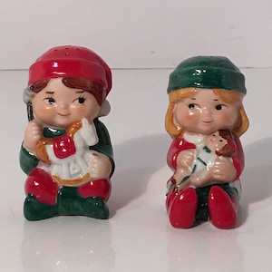 Vintage Porcelain Avon Santas Helpers Christmas Elves Salt and - Etsy