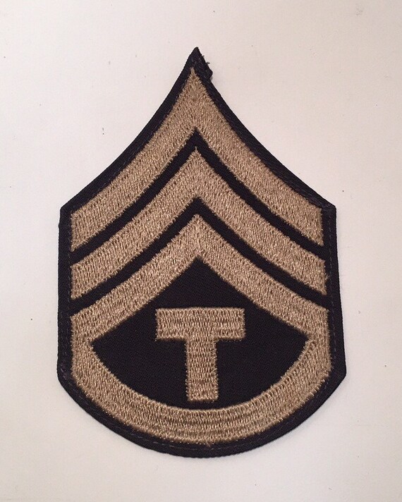 Vintage Black & Grey Army/navy Shield With a Letter T Embroidered 