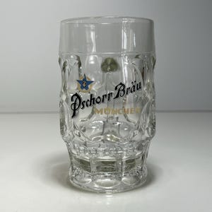 Vintage German Pschorr Bräu München Dimpled Glass Beer Stein Breweriana