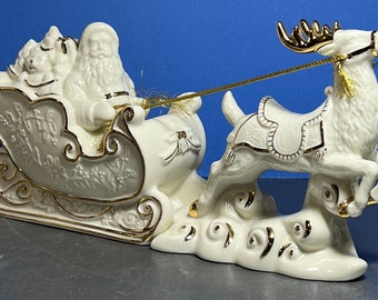 Vintage 1999 Mikasa Santa With Sleigh Fine Porcelain Figurine