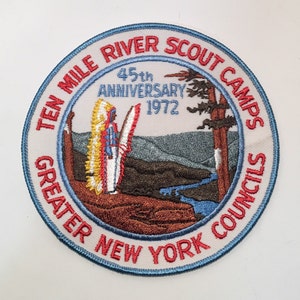 Vintage Ten Mile River Sanita Hills Scouts Camps 45th Anniversary 1972 Greater New York Councils-B.S.A. Embroidered Patch