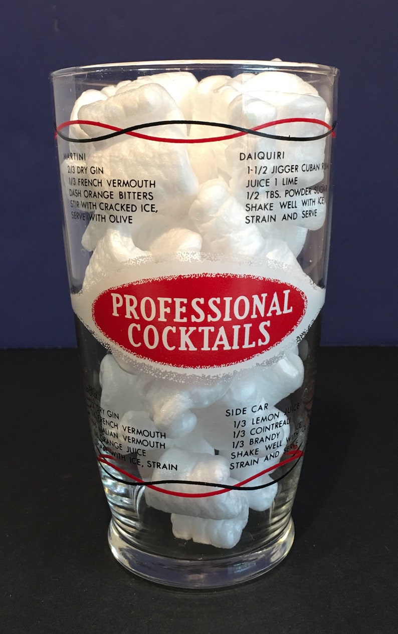 Vintage 1960s Retro Professional Cocktails Bartender Shacker Glass
