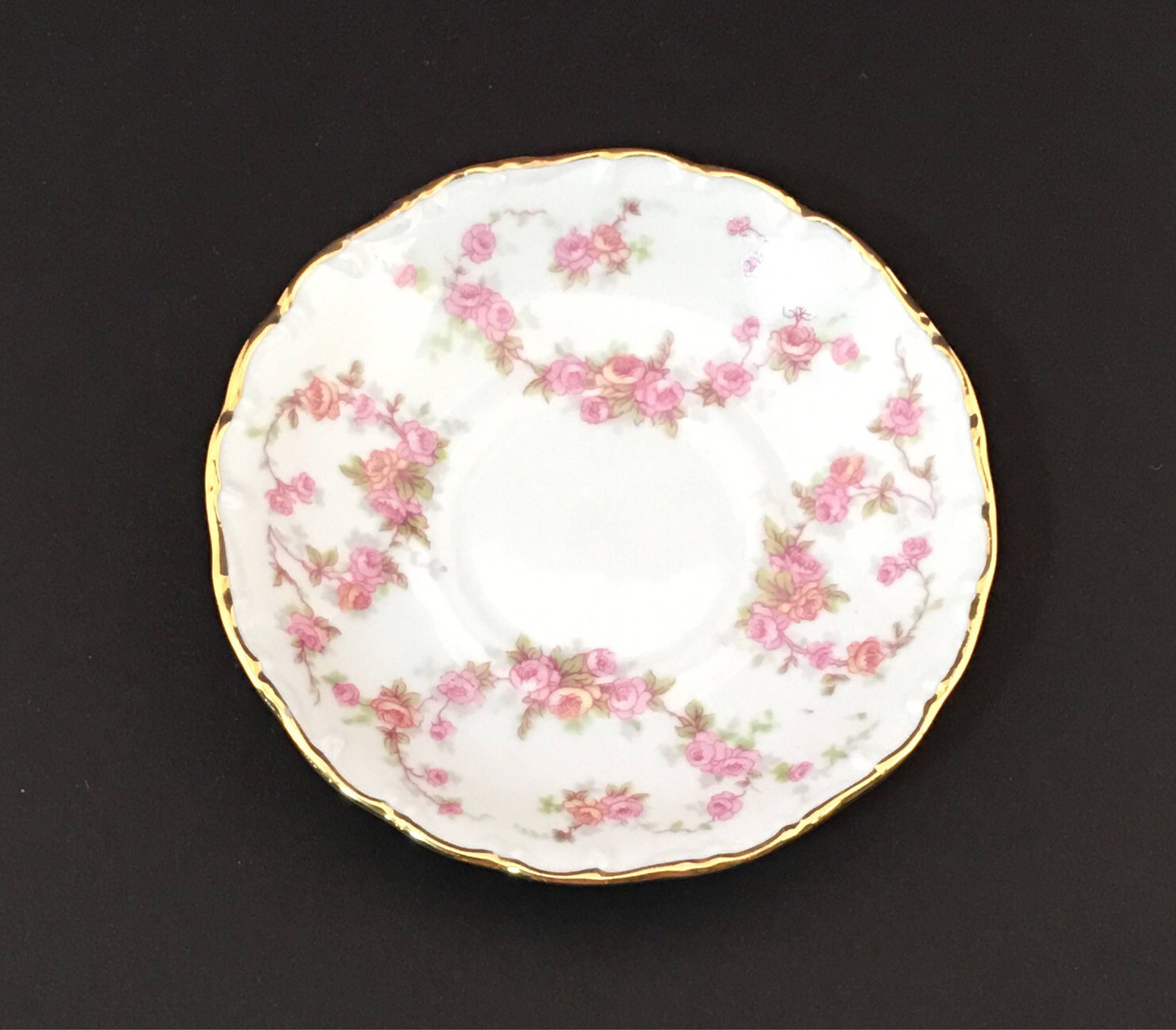 Vintage Floral Pink Rose Bavaria Schumann Arzberg Germany Gold Accents ...