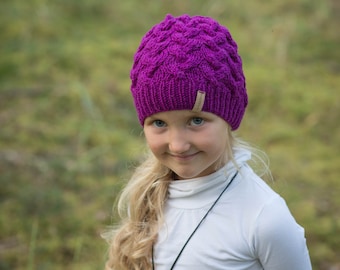 Toddler merino hat, cable knit baby toddler merino  kids knit hats, baby hat with fur pom pom, kids fur pom pom hat, fur toque beanie