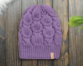 Chunky cabled merino hat, knit mens chunky cabled hat, merino wool winter hat cabled thick extra warm merino wool hat,  wool toque beanie