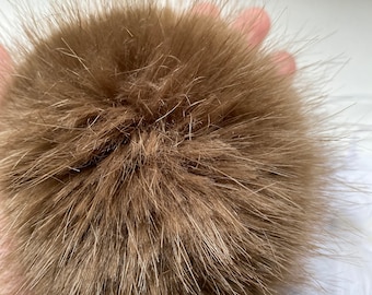 Faux fur pompom, brown faux fur pom-pom, faux fur pompom for hats and accessories, size options and bulk orders available