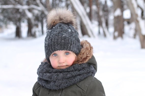 SELL Ready to ship baby and toddler hat with cabbles and scarf//Alpaca beanie