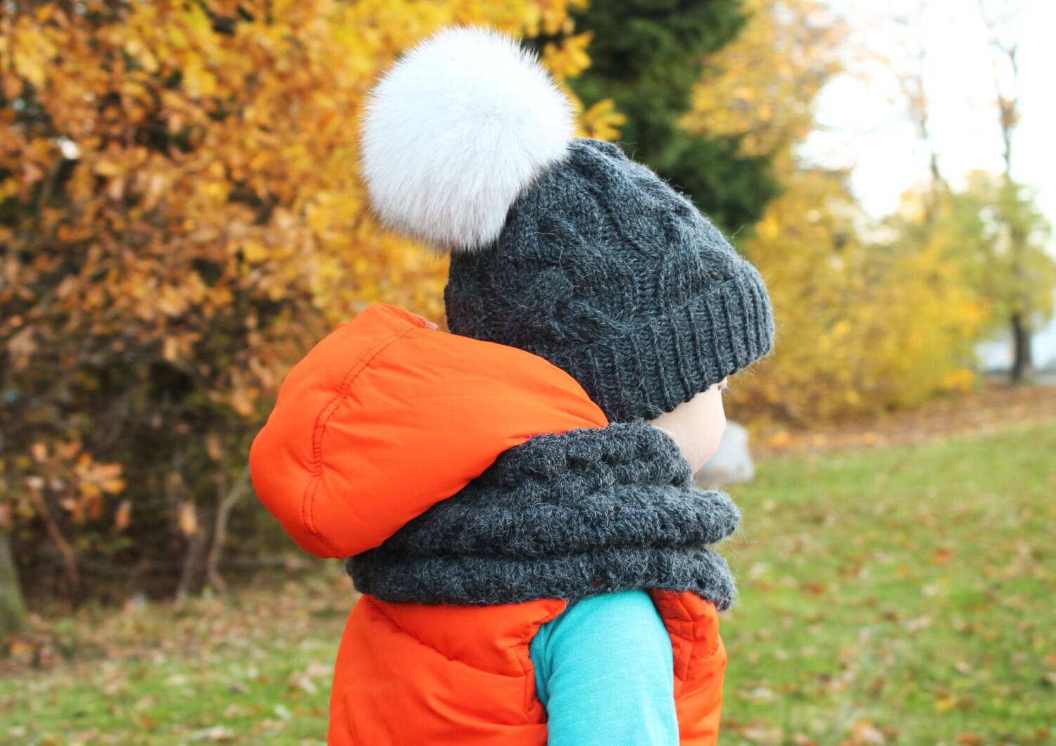 Toddler Pom Pom Hat Cable Knit Baby Toddler Alpaca Kids Knit Etsy