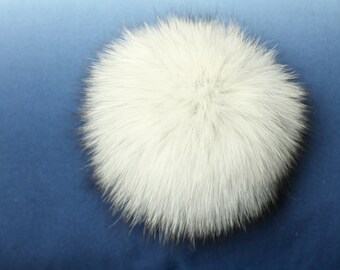LARGE 5" and 6" FOX FUR pom-poms ! Light Dusty gray Real fur pom-pom, fur pompom, one of a kind accessory, Ideal for knitted hats