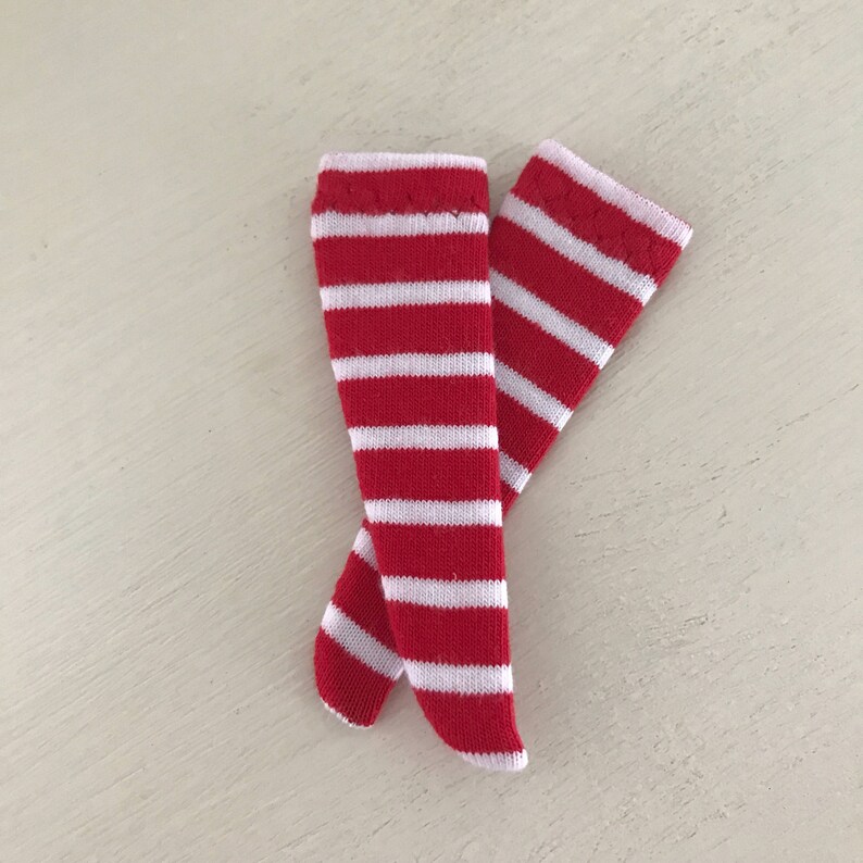 Azone Dolls Icy Blythe BLYTHE DOLL SOCKS Red /& White candy cane Striped Over the Knee