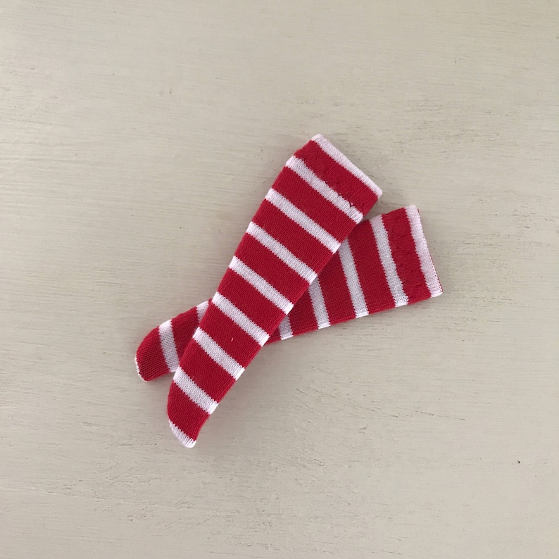 Azone Dolls Icy Blythe BLYTHE DOLL SOCKS Red /& White candy cane Striped Over the Knee