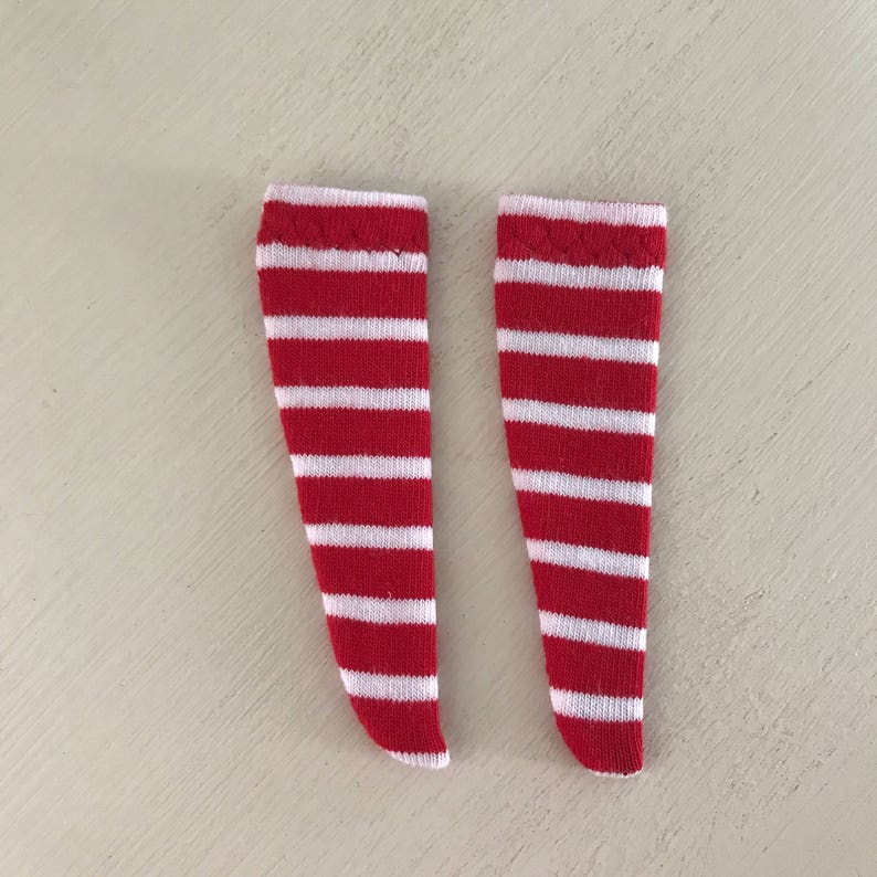 Azone Dolls Icy Blythe BLYTHE DOLL SOCKS Red /& White candy cane Striped Over the Knee