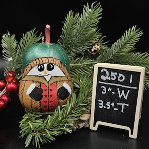 Snowman Gourd  Ornament. Whole miniature  gourds that will melt your heart with their cuteness.  Great unique gift idea.
