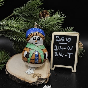 Snowman Gourd  Ornament. Whole miniature  gourds that will melt your heart with their cuteness.  Great unique gift idea.