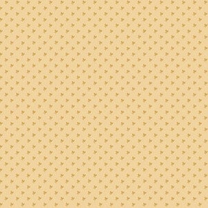 Pode incluir: Um padrão sem costura de pequenas folhas de azevinho douradas sobre um fundo bege claro.