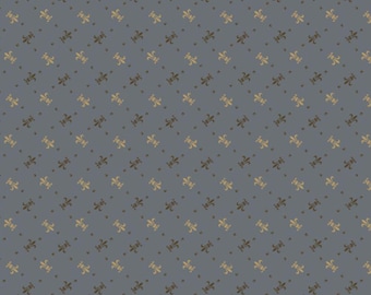 Paula Barnes Companions - Light Blue Fleur De Lis (1 3/8 yards) End Of Bolt